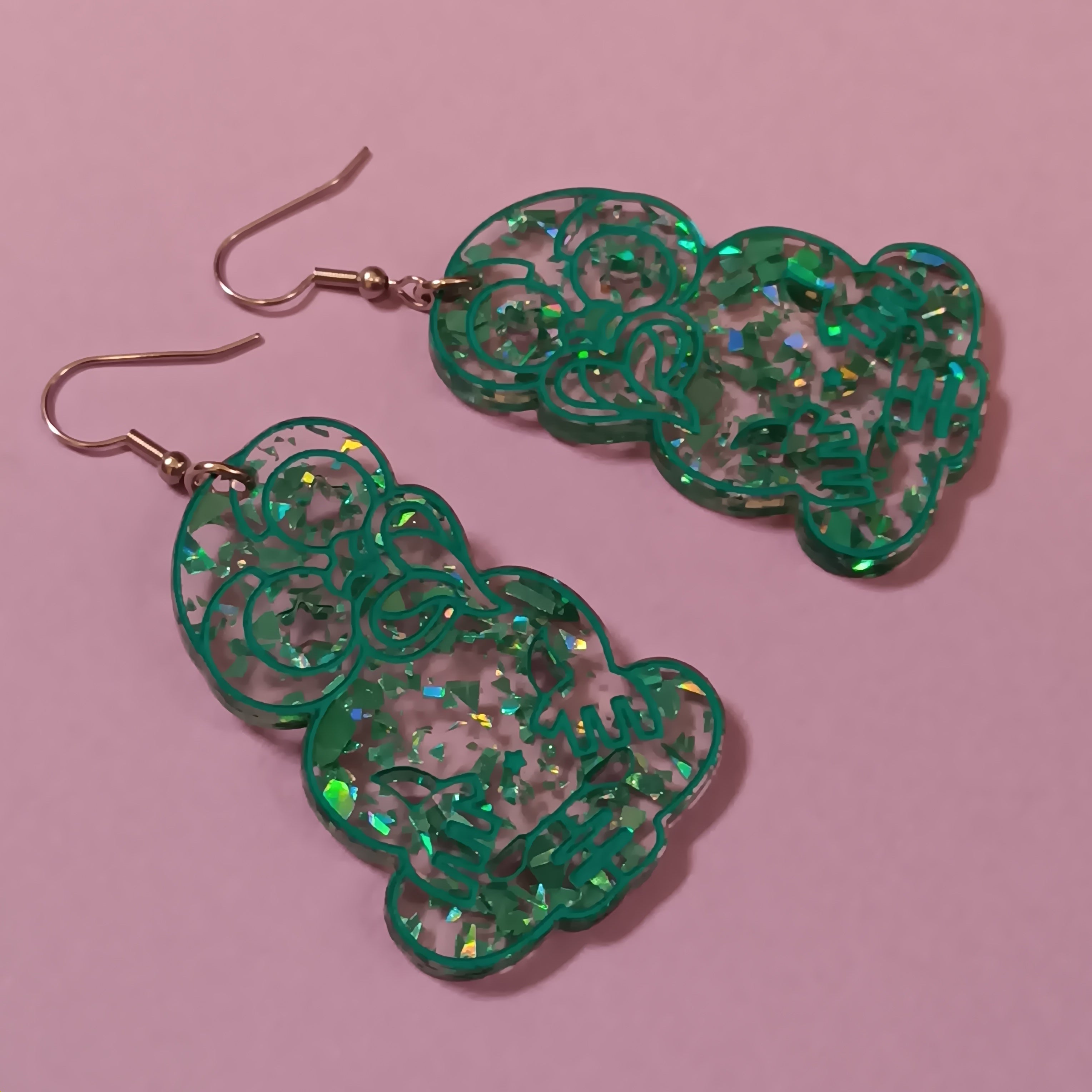 * FUNDRAISER COLLECTION * GLITTER AND MARBLE TIKI EARRINGS